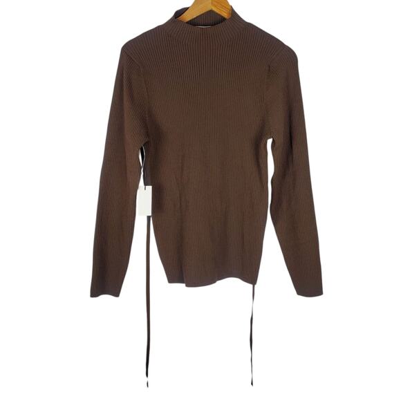 NEW Babaton Ambrosia Sculpt Knit Top Size 2XL Coffee Bean Brown Long Sleeve Rib - Picture 1 of 16